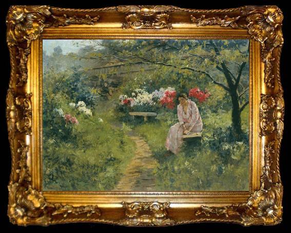 framed  Sergey Ivanovich Svetoslavsky In the Garden, ta009-2